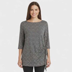GEORGE Women's Tunic Blouse Top XL Grey Polyester Spandex Polka Dot